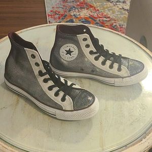 Metallic Leather Hi-Top Converse Nwot